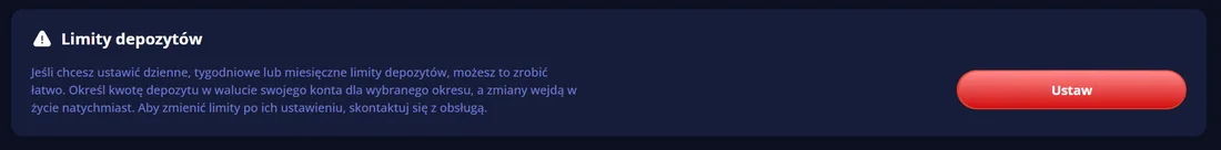 Narzędzia odpowiedzialnej gry: ustawianie limitów depozytów.